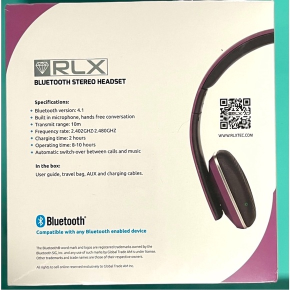 💜🎧🎶RLX Bluetooth Stereo Headphones Sealed,Unopened, Never Used or Tested 🎧💜 🎶 - Picture 4 of 5